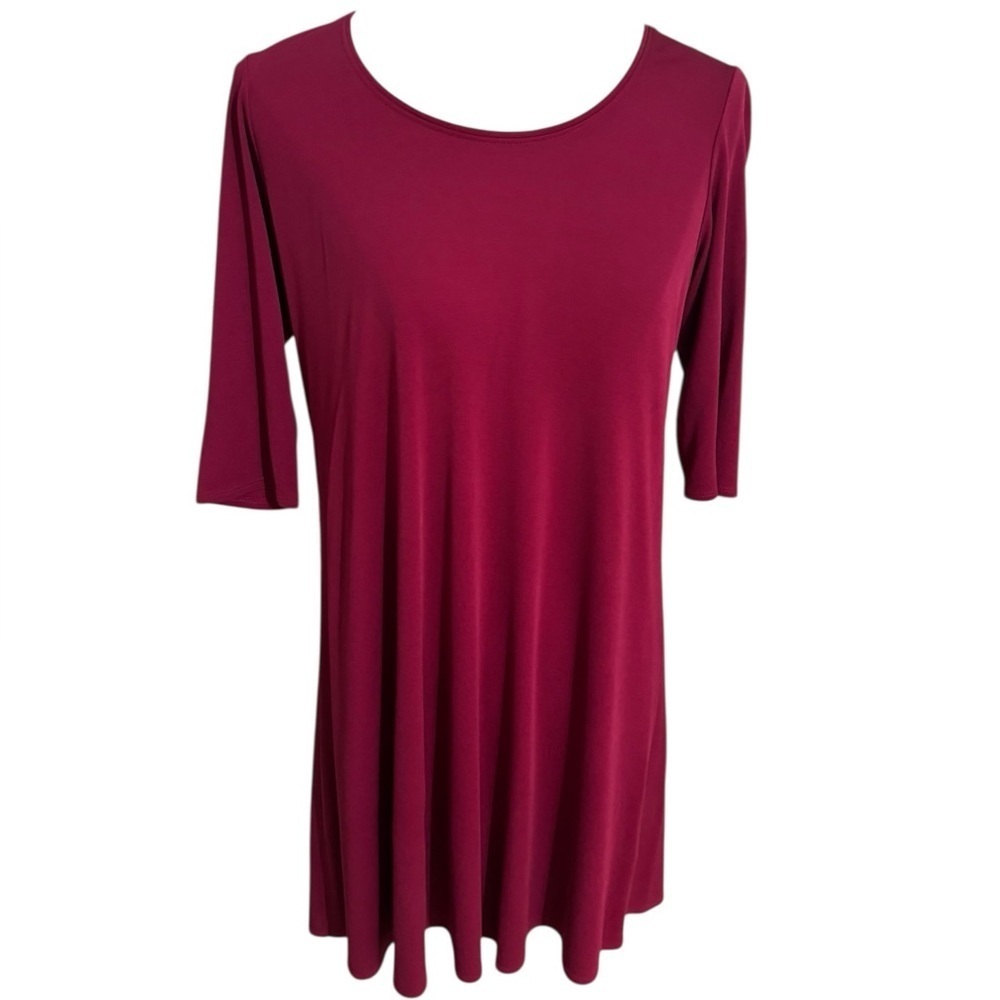 Eileen Fisher 100% Silk Plum Burgundy Mini Dress Size PS S P Petite Luxury Party